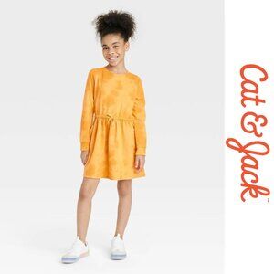 Cat & Jack | Mustard Wash Long Sleeve French Terry Dress | Size Medium (7/8)